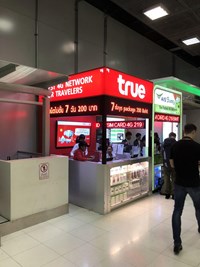 True Vendor Stand at Baggage Carousel 17 in Bangkok Airport